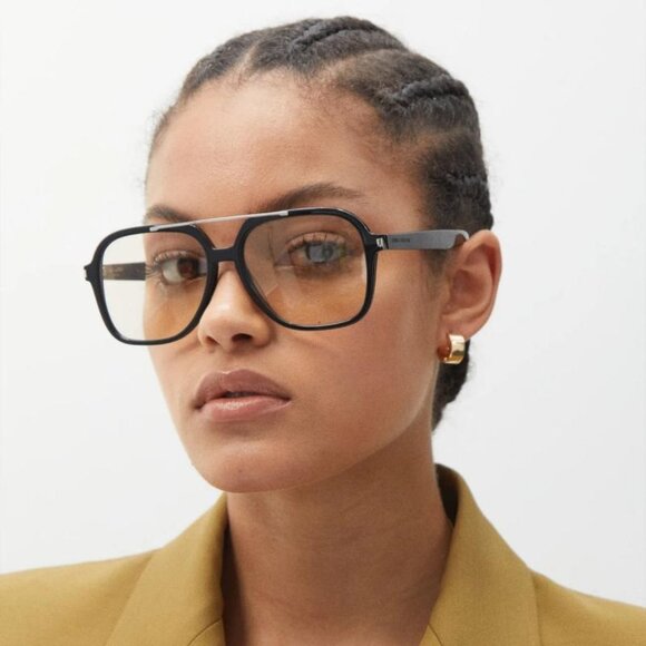 Saint Laurent Women Sunglasses Black Light Yellow Pilot SL545 001 BRAND NEW - Picture 12 of 14